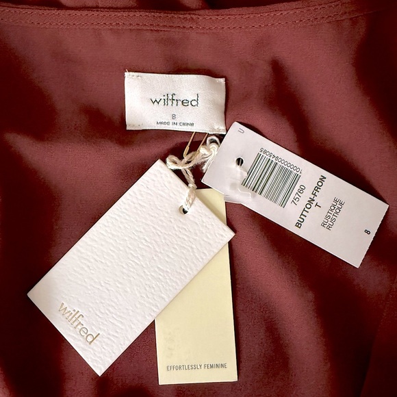 NWT RARE Aritzia Wilfred Button-Front Dress Rustique Size 8 - Picture 6 of 12